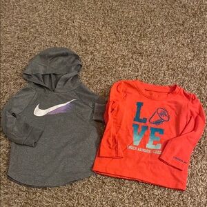 Nike Gray Hoodie & Under Armour Orange/Pink Shirt Set